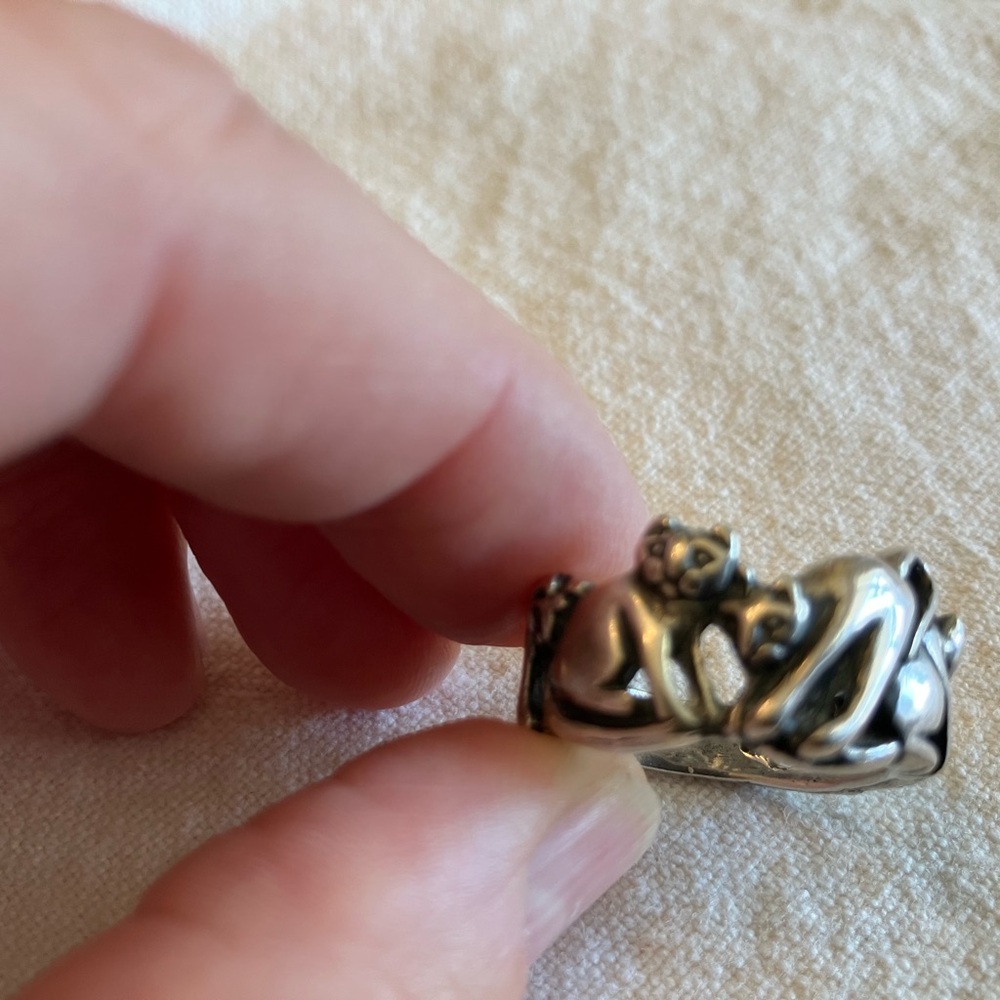 Whimsical Silver Cat Design Ring - image 1